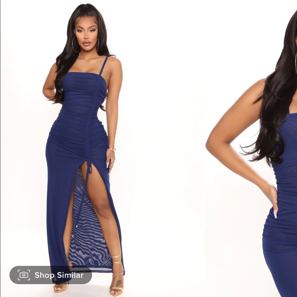 navy blue mesh maxi dress